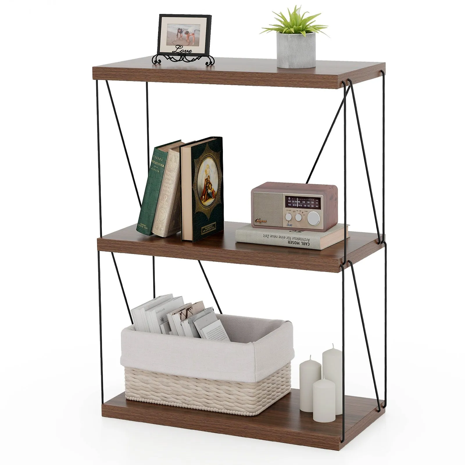 2/3/4/5-Tier Multipurpose Display Rack with Metal Frame-3-Tier