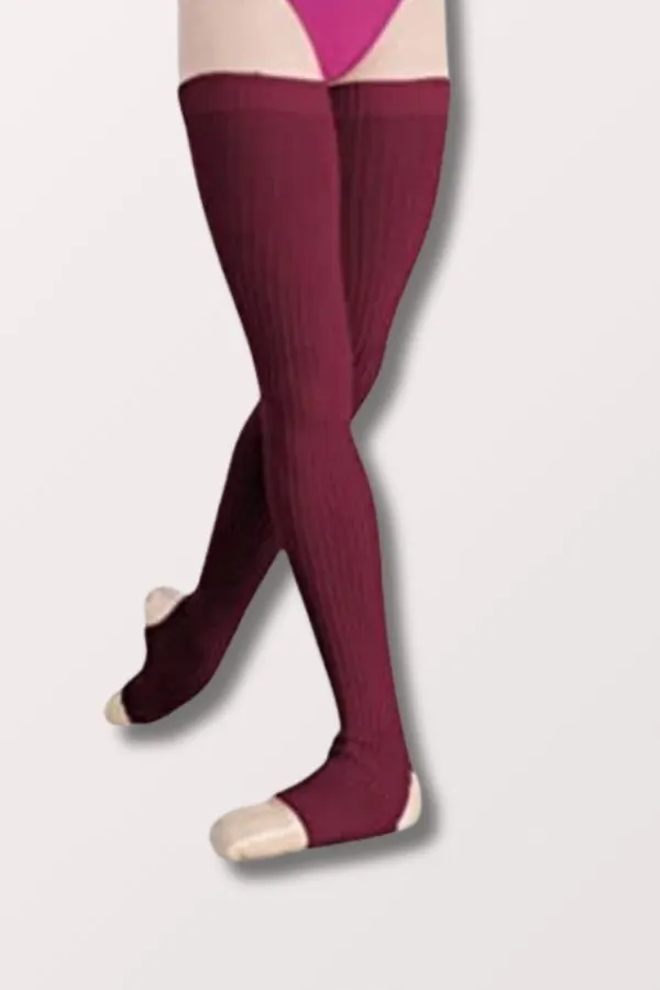 48 Inch Extra Long Stirrup Leg Warmers - Burgundy