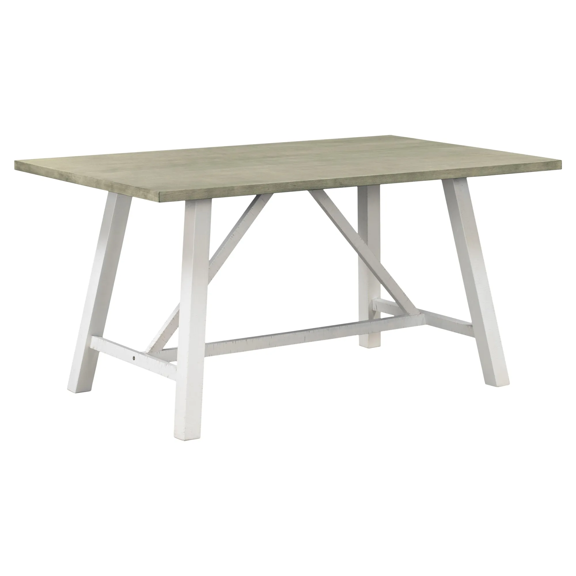 6 Piece Dining Table Set Rustic Style,White Gray