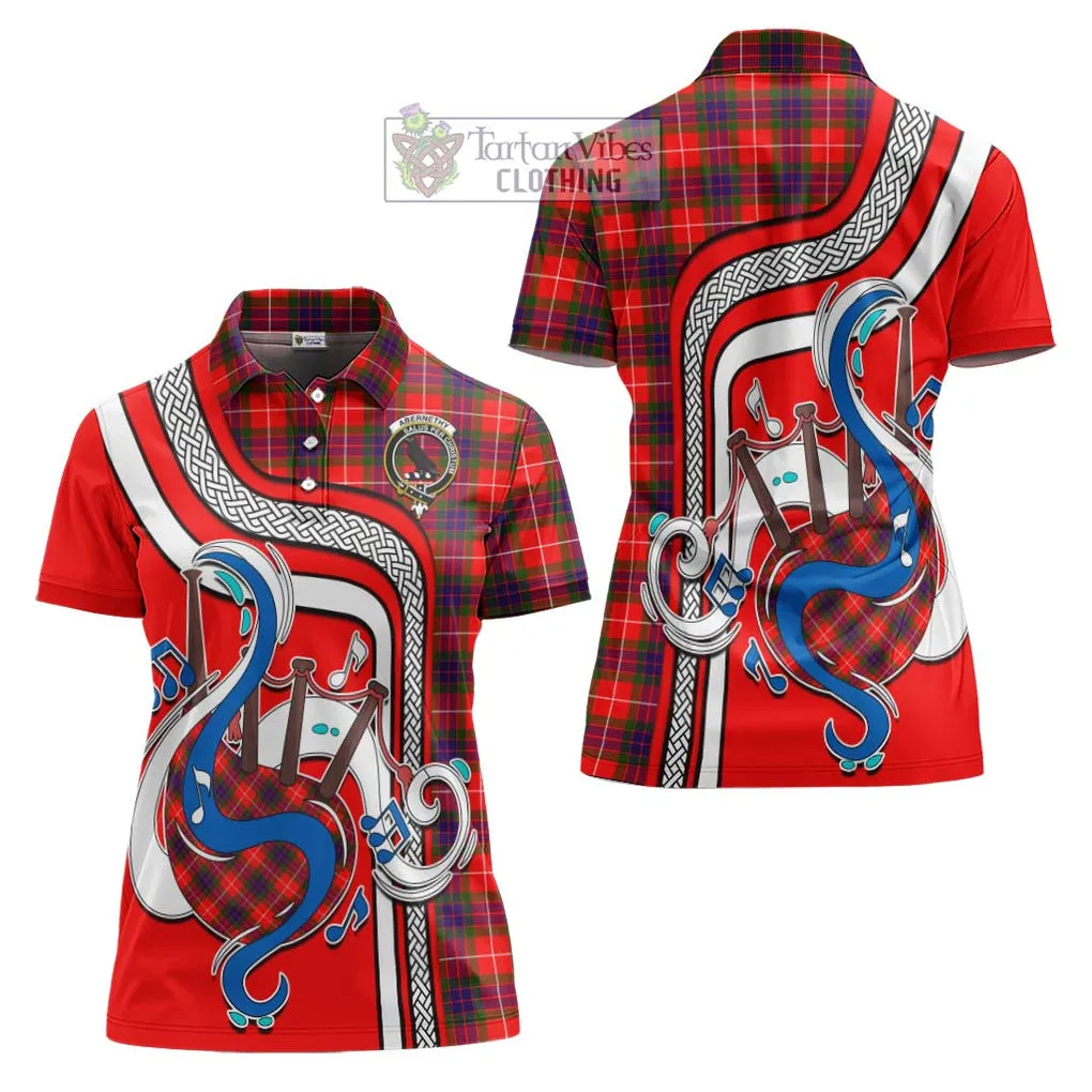 Abernethy Tartan Women's Polo Shirt with Epic Bagpipe Style