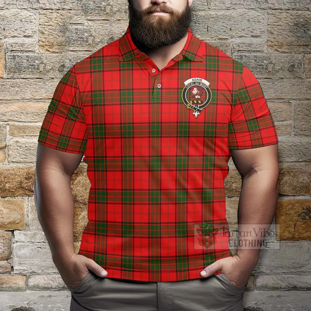 Adair Tartan Polo Shirt with Family Crest Celtic Skull Style