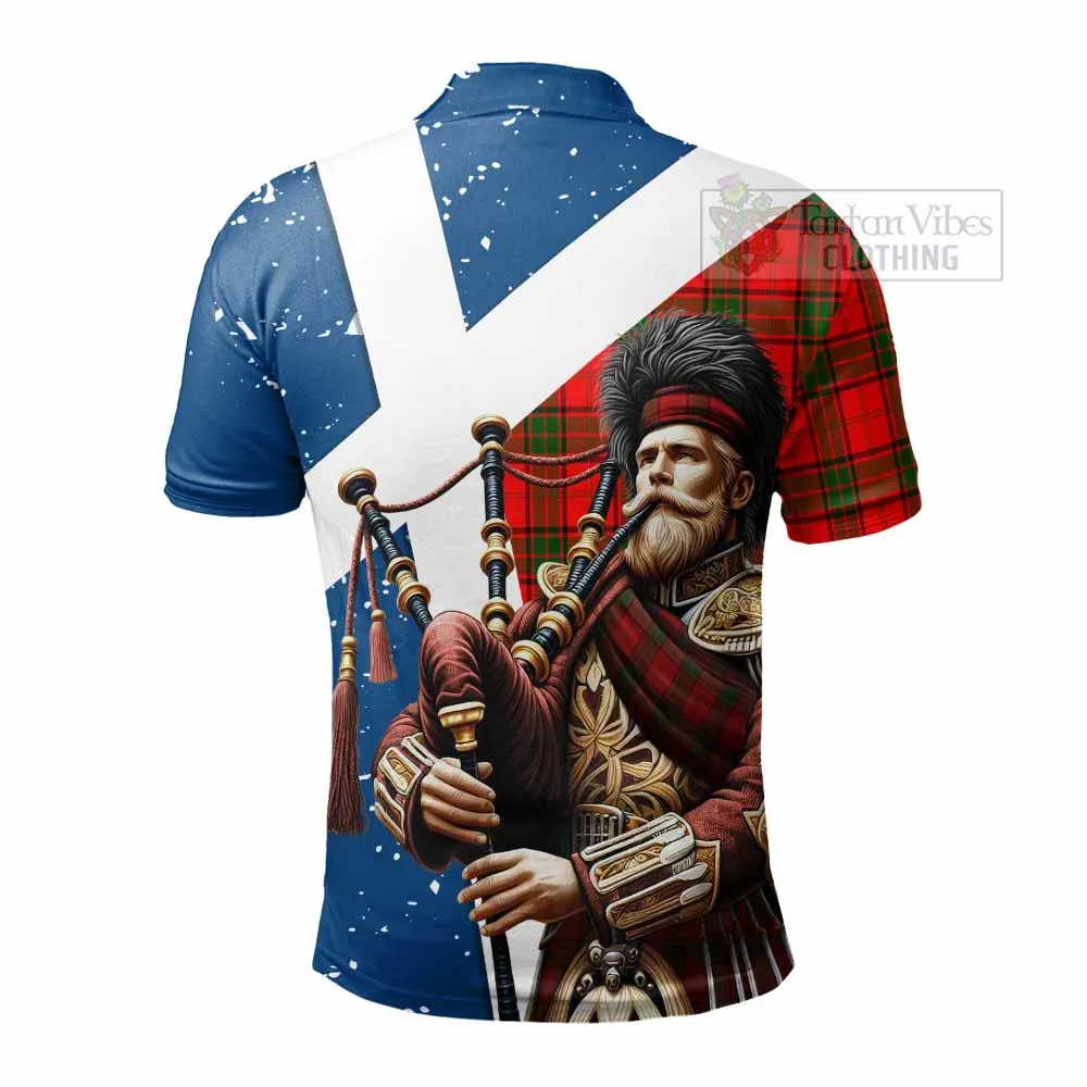 Adair Tartan Polo Shirt with Family Crest Scottish Bagpiper Vibes