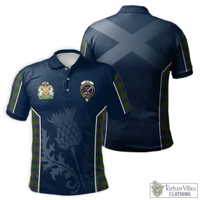 Adam Tartan Men's Polo Shirt with Family Crest and Scottish Thistle Vibes Sport Style