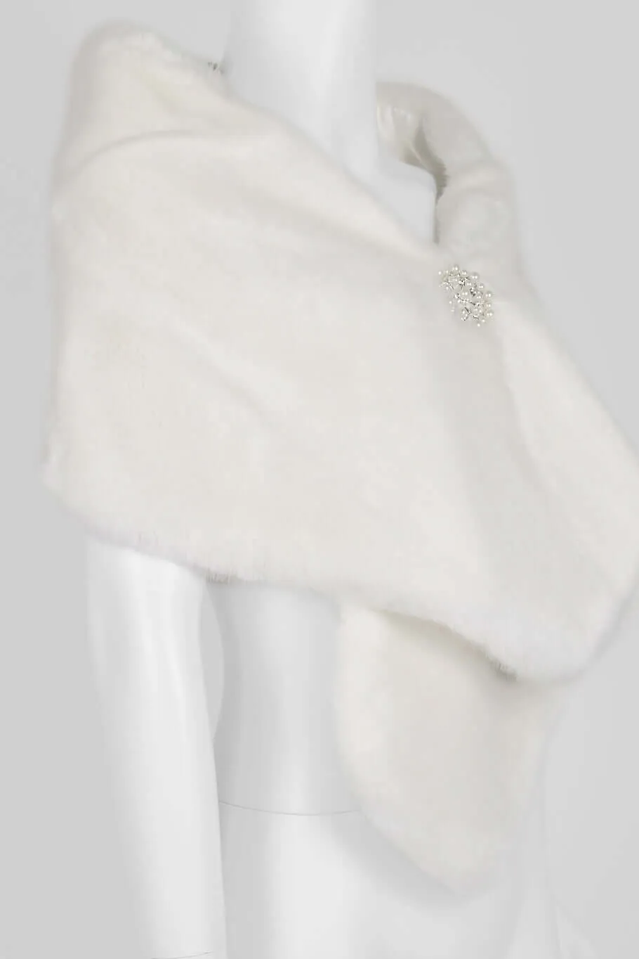 Adrianna Papell Faux Fur Shawl with Brooch