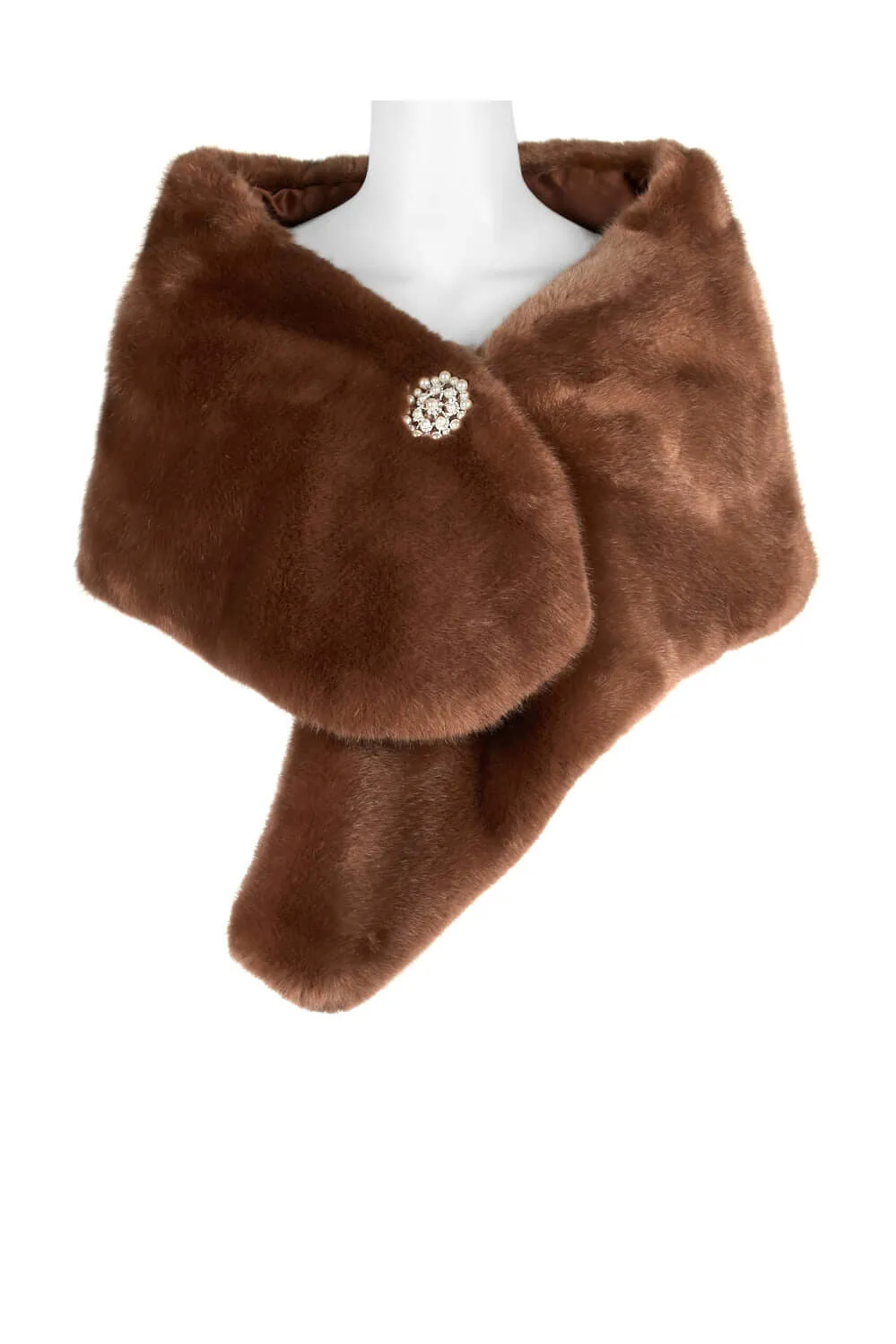 Adrianna Papell Faux Fur Shawl with Brooch