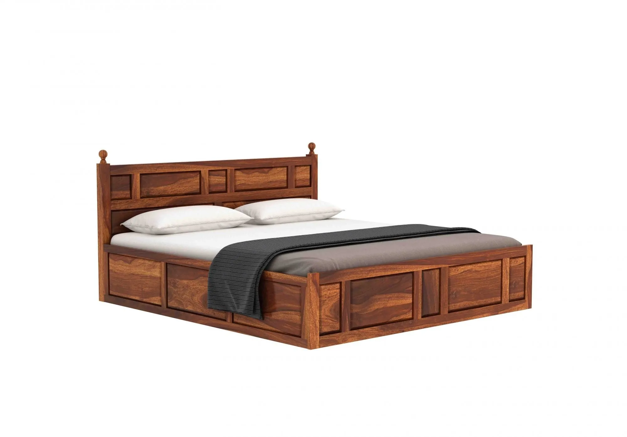 Advin Sheesham Wood Bed with Box Storage