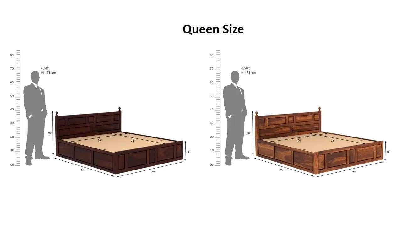 Advin Sheesham Wood Bed with Box Storage