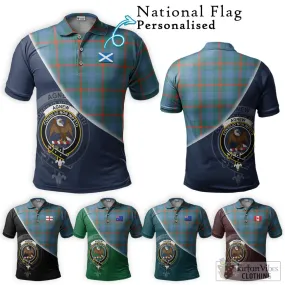 Agnew Ancient Tartan Polo Shirt with Personalised National Flag and Family Crest Half Style