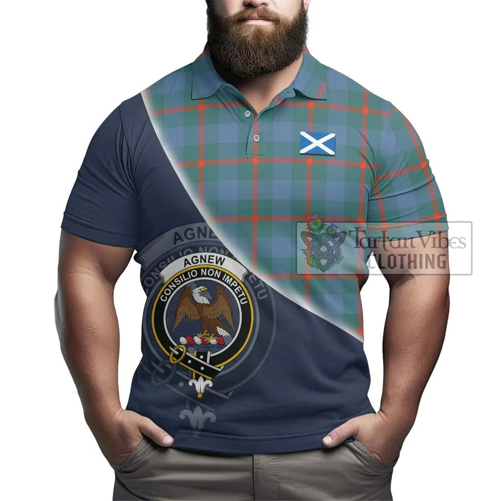 Agnew Ancient Tartan Polo Shirt with Personalised National Flag and Family Crest Half Style