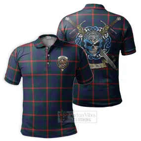 Agnew Tartan Polo Shirt with Family Crest Celtic Skull Style