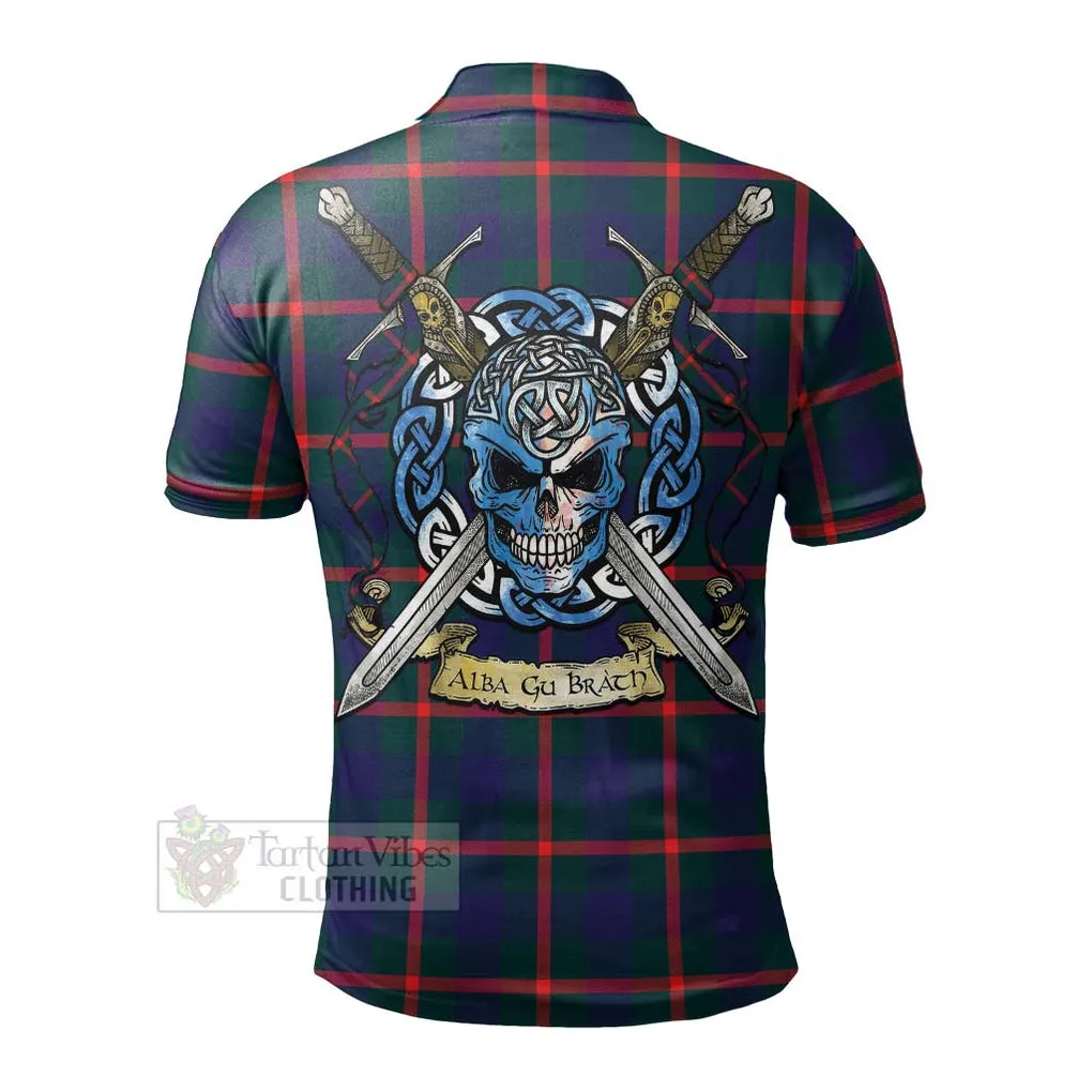 Agnew Tartan Polo Shirt with Family Crest Celtic Skull Style