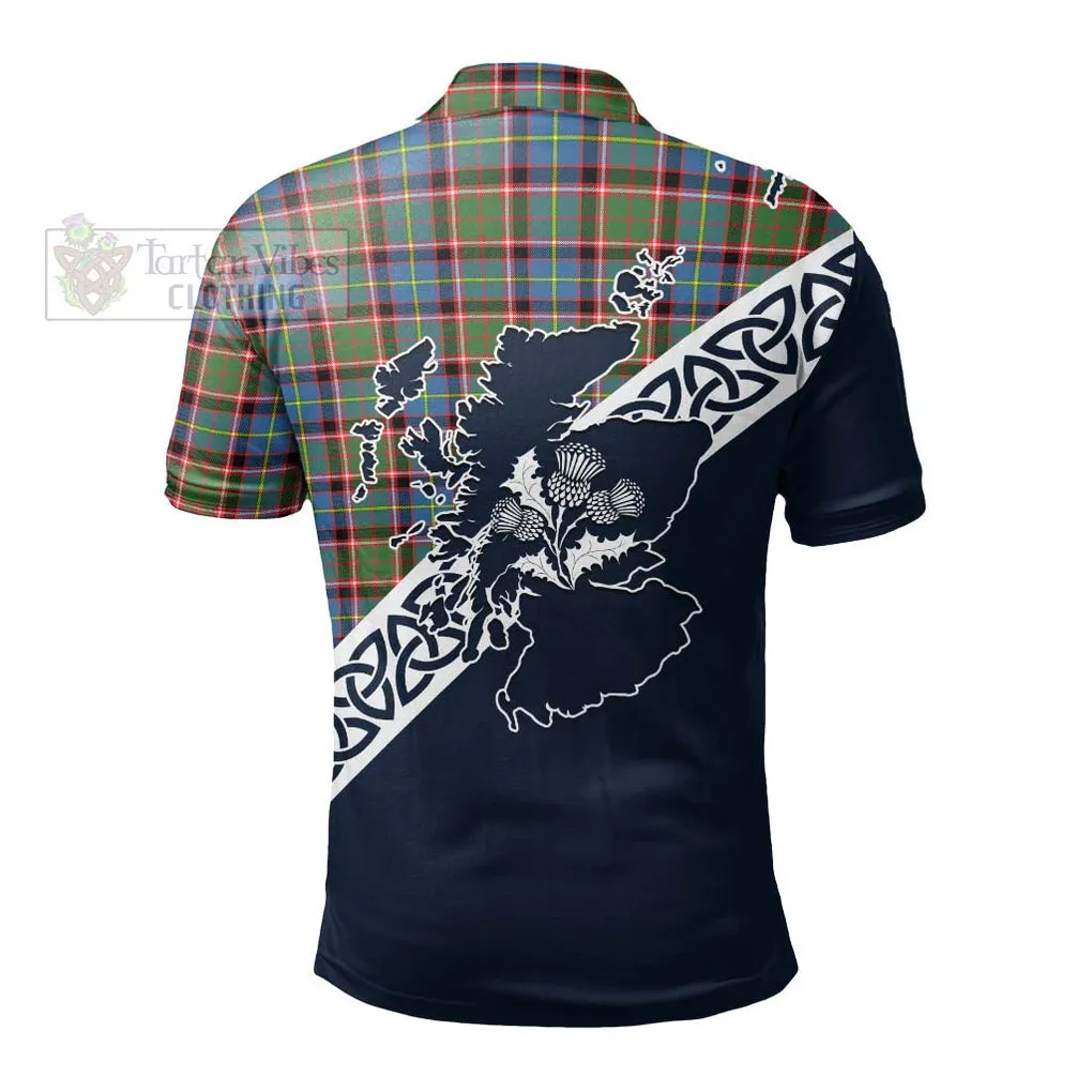 Aikenhead Tartan Polo Shirt Featuring Thistle and Scotland Map