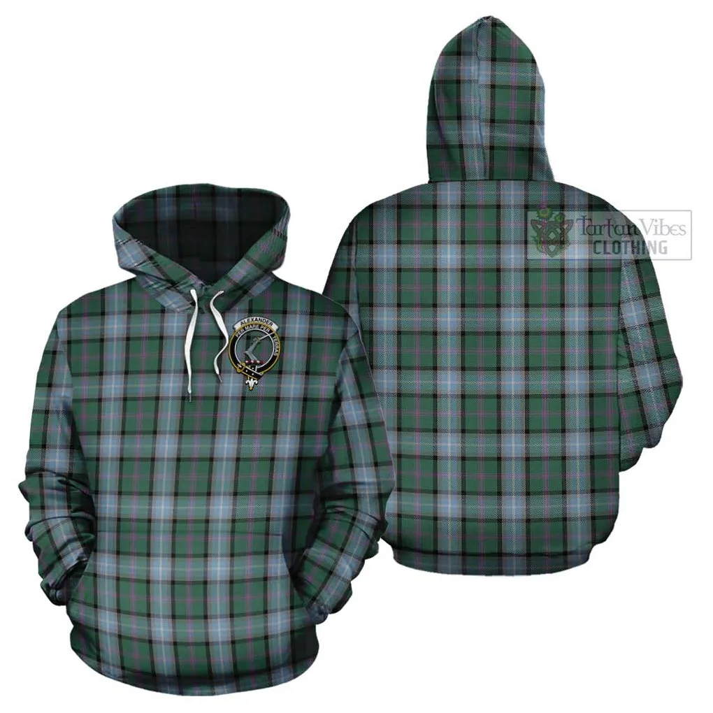 Alexander of Menstry Hunting Tartan Cotton Hoodie with Family Crest