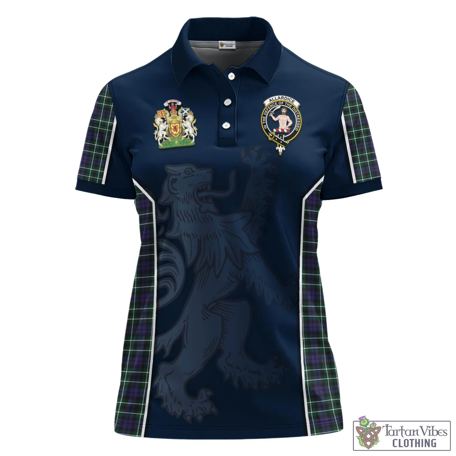 Allardice Tartan Women's Polo Shirt with Family Crest and Lion Rampant Vibes Sport Style