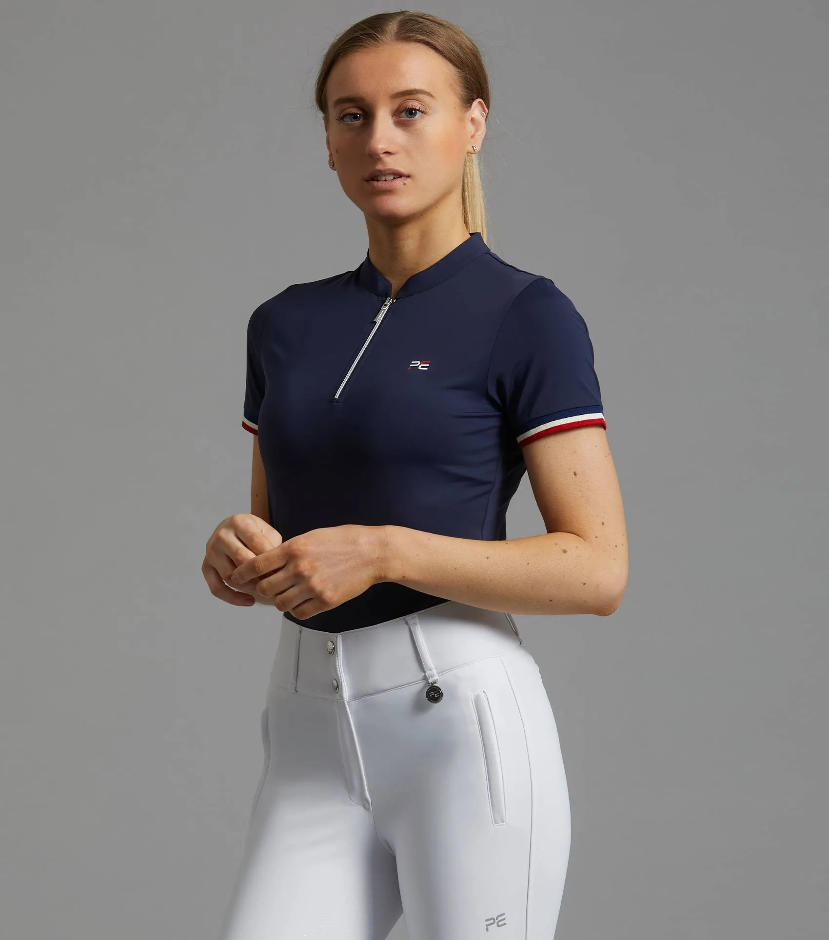 Allegra Ladies Short Sleeve Riding Top Navy