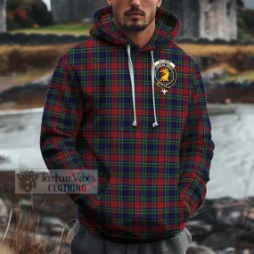 Allison Red Tartan Cotton Hoodie with Family Crest