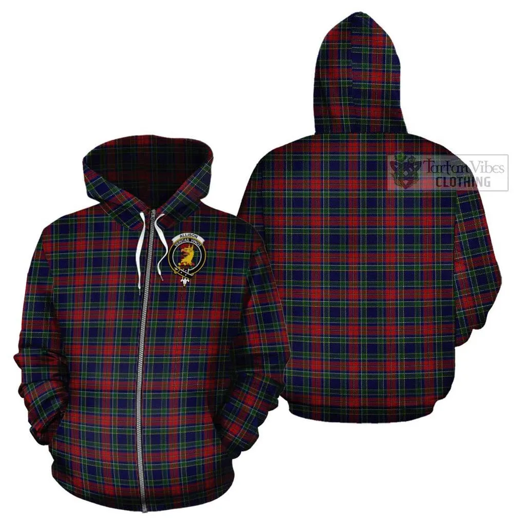 Allison Red Tartan Cotton Hoodie with Family Crest