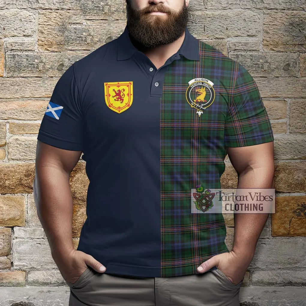 Allison Tartan Polo Shirt Alba with Scottish Lion Royal Arm Half Style