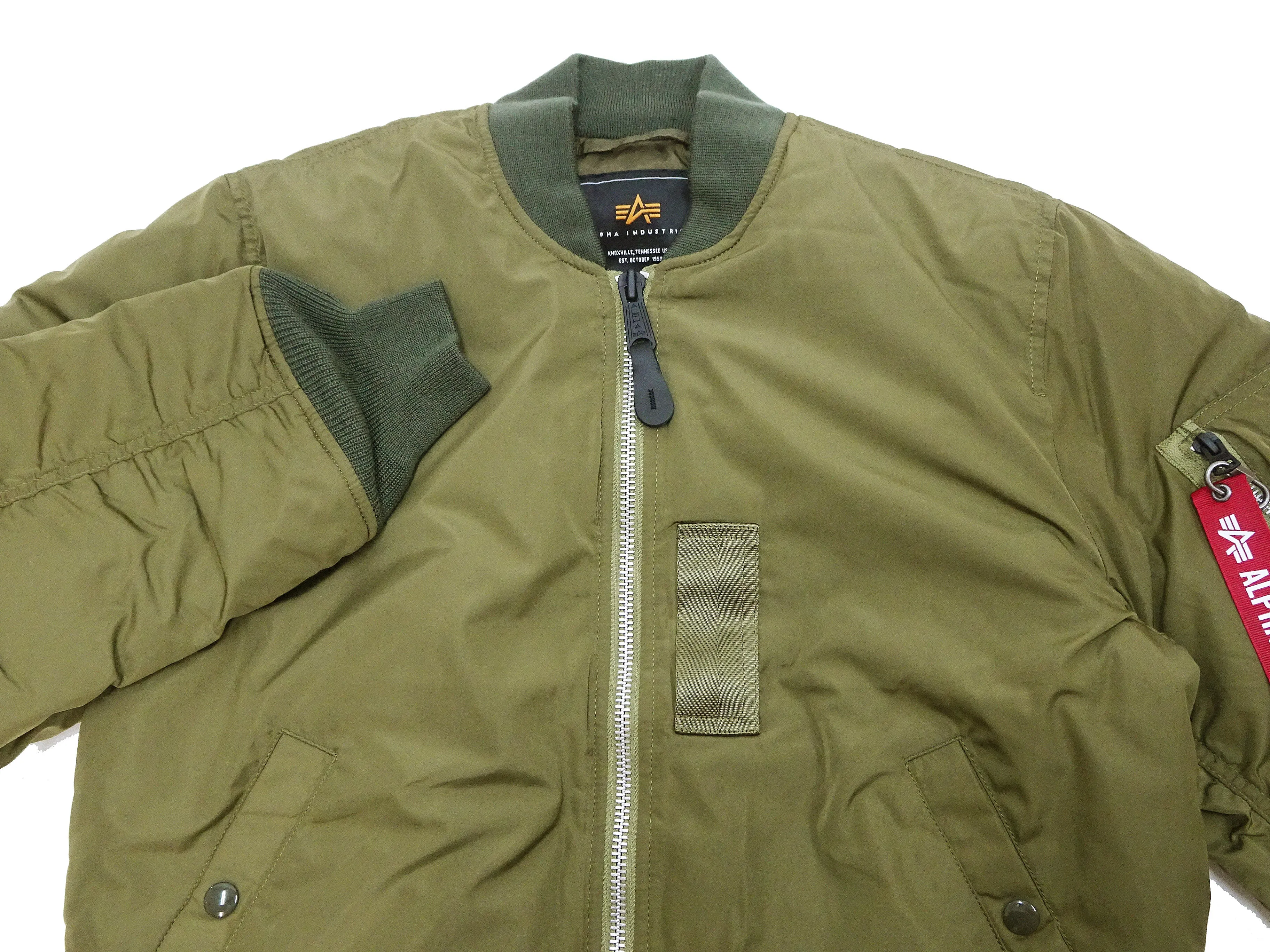 Alpha Industries Lightweight MA-1 Jacket Men's Casual Updated Version of the MA1 Flight Bomber Jacket TA0720 019 Olive-Green