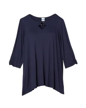 Amira 3/4 Sleeve Hardware Sharkbite Top | Navy