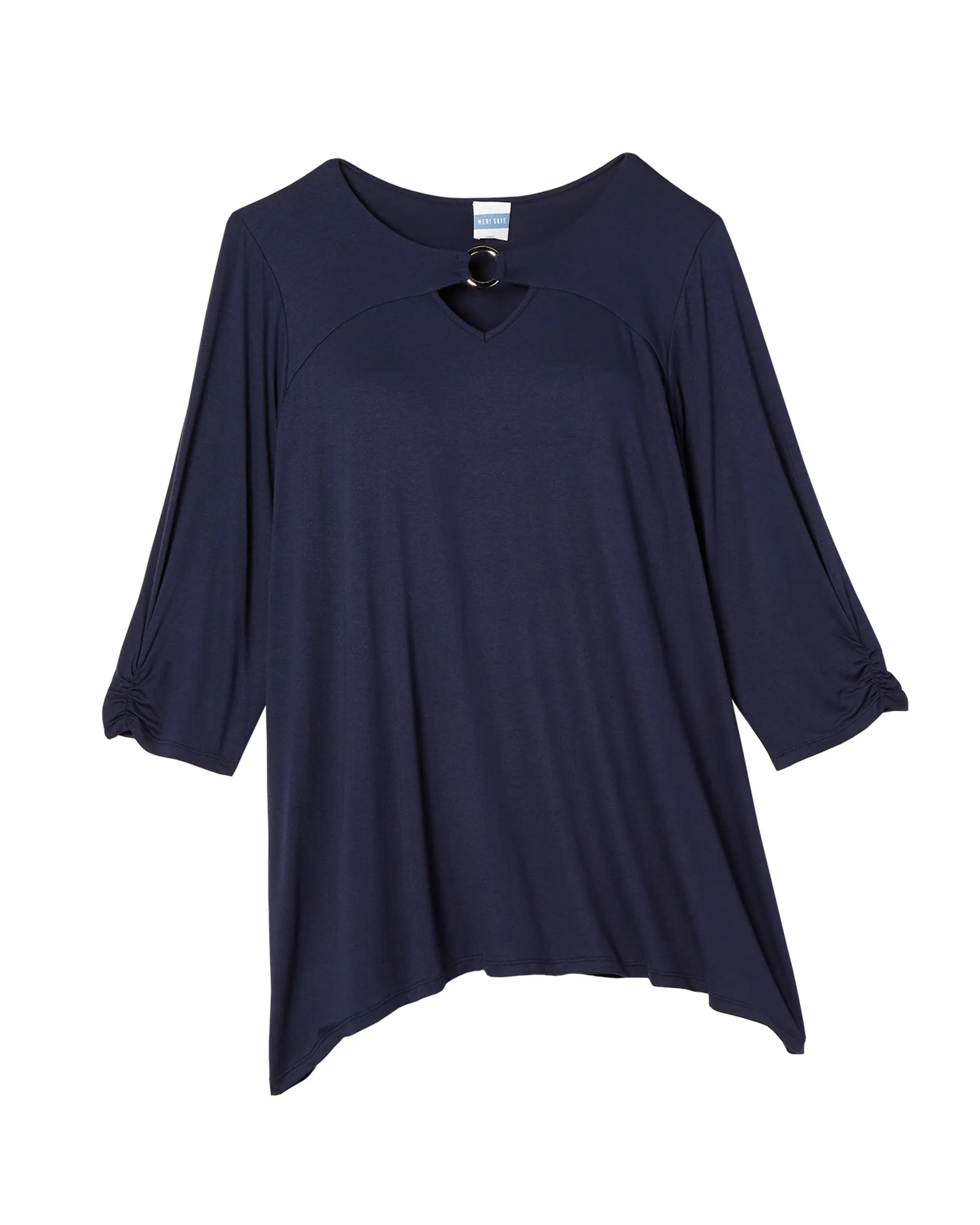 Amira 3/4 Sleeve Hardware Sharkbite Top | Navy