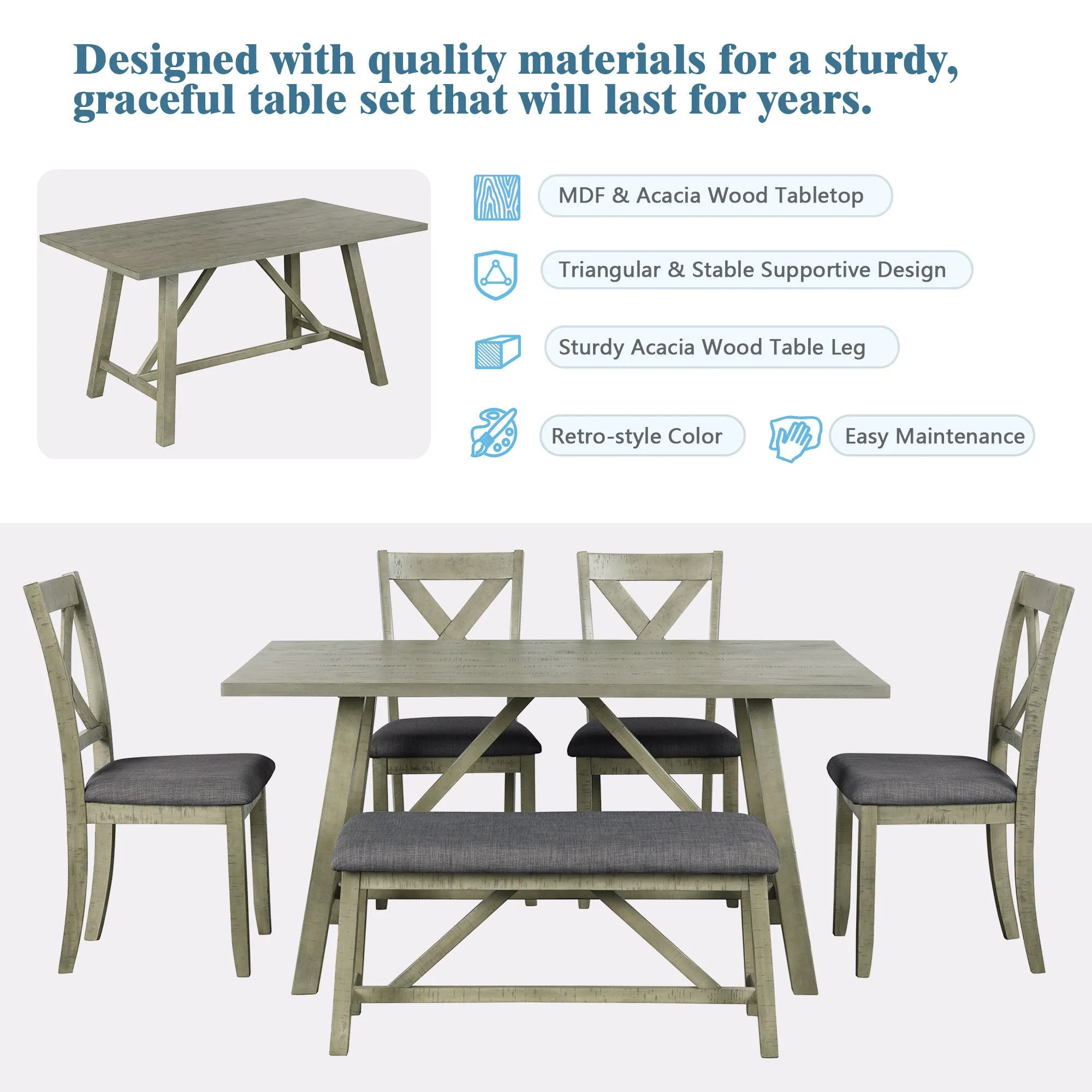 Anderson 6 Piece Dining Table Set