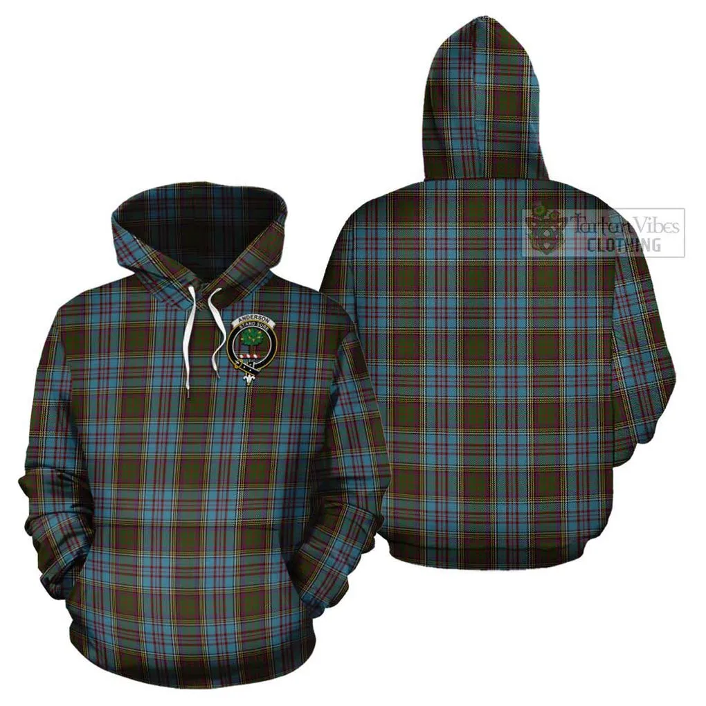 Anderson Tartan Cotton Hoodie with Family Crest