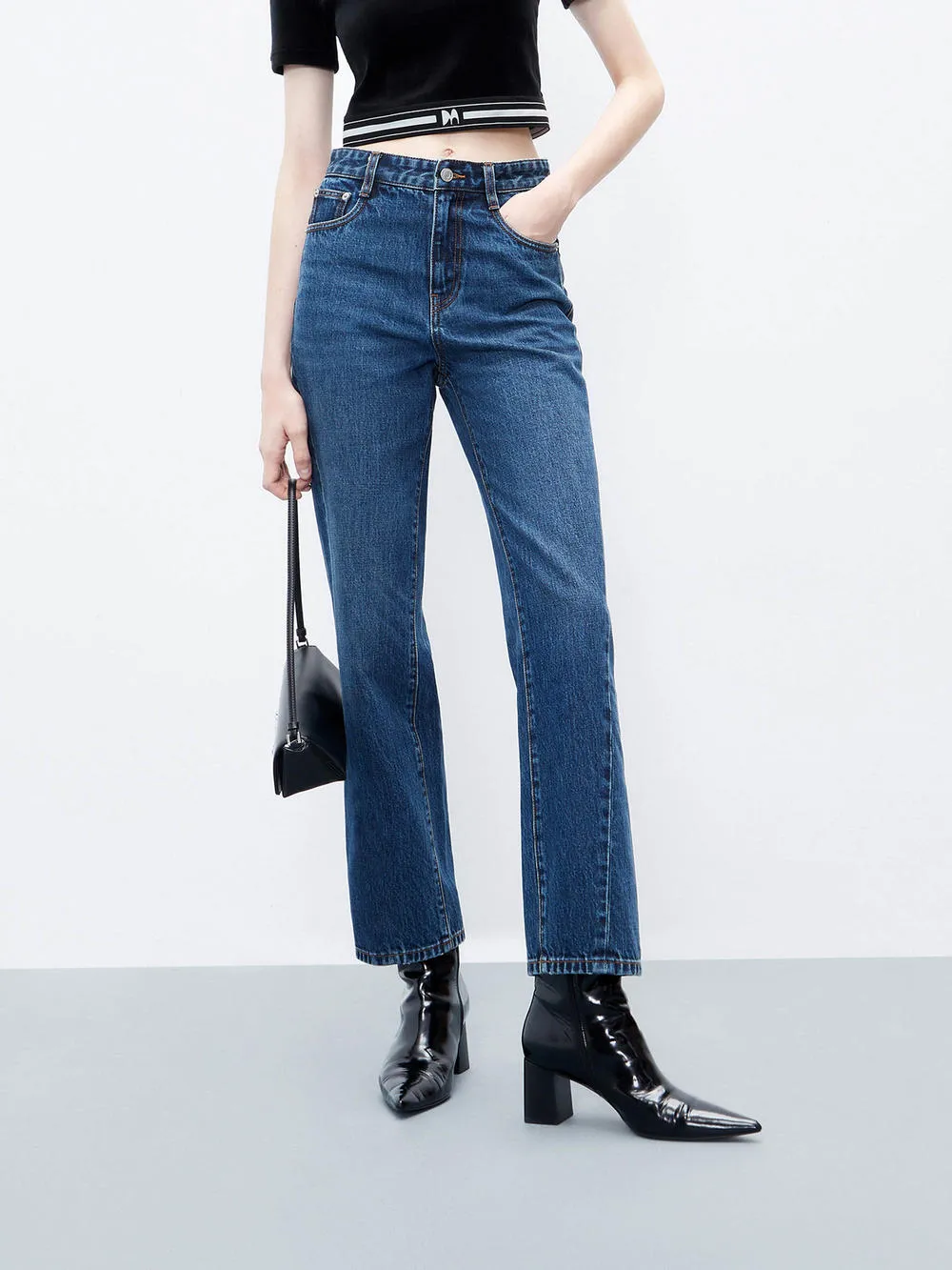 Ankle Length Straight Jeans