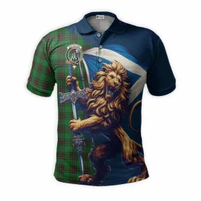 Anstruther Tartan Family Crest Men's Polo Shirt with Scottish Majestic Lion