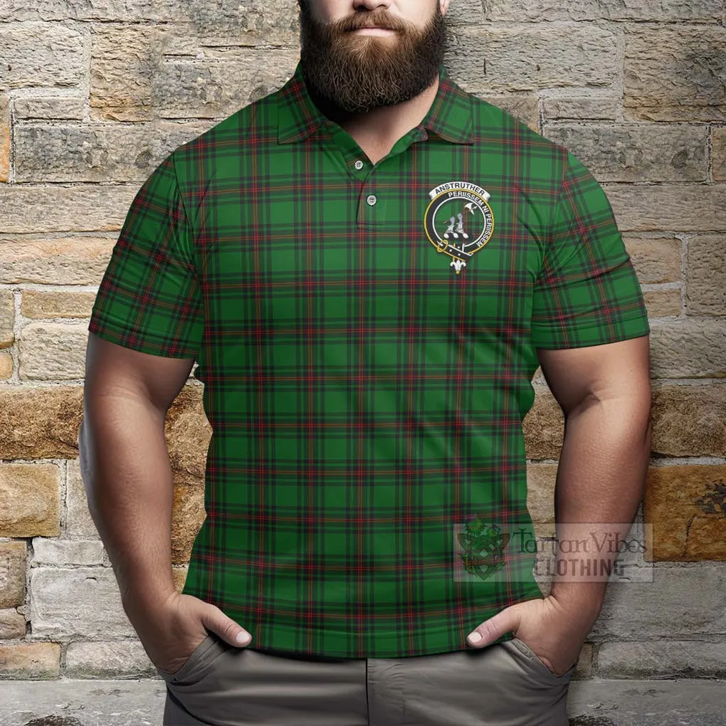 Anstruther Tartan Polo Shirt with Family Crest Celtic Skull Style