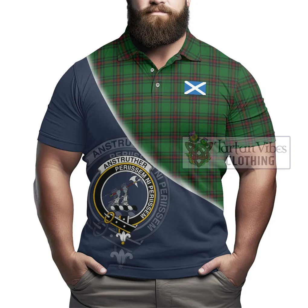 Anstruther Tartan Polo Shirt with Personalised National Flag and Family Crest Half Style