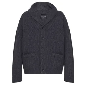 Anthracite Cashmere Wool Shawl Collar Knit Cardigan