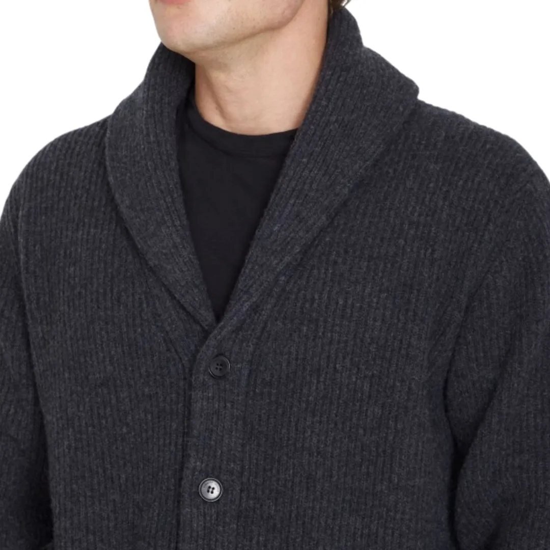 Anthracite Cashmere Wool Shawl Collar Knit Cardigan