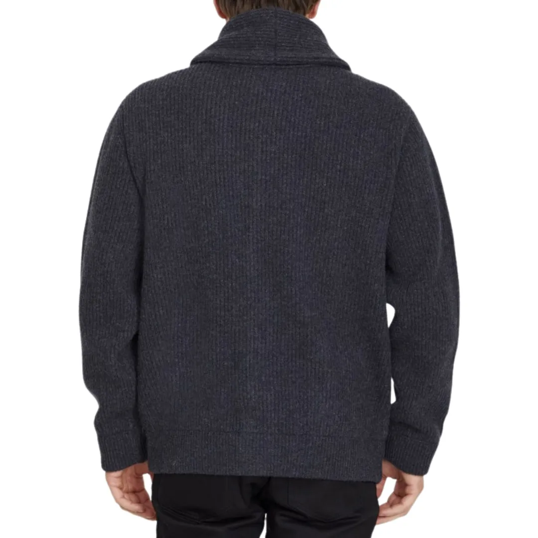 Anthracite Cashmere Wool Shawl Collar Knit Cardigan