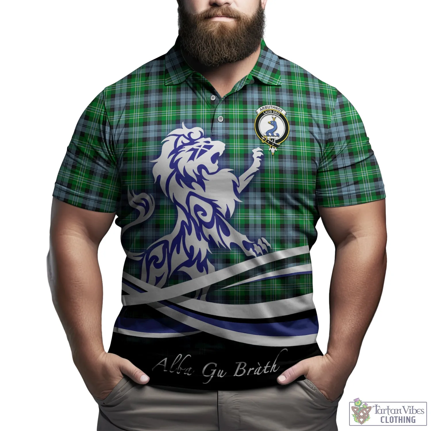 Arbuthnot Ancient Tartan Polo Shirt with Alba Gu Brath Regal Lion Emblem