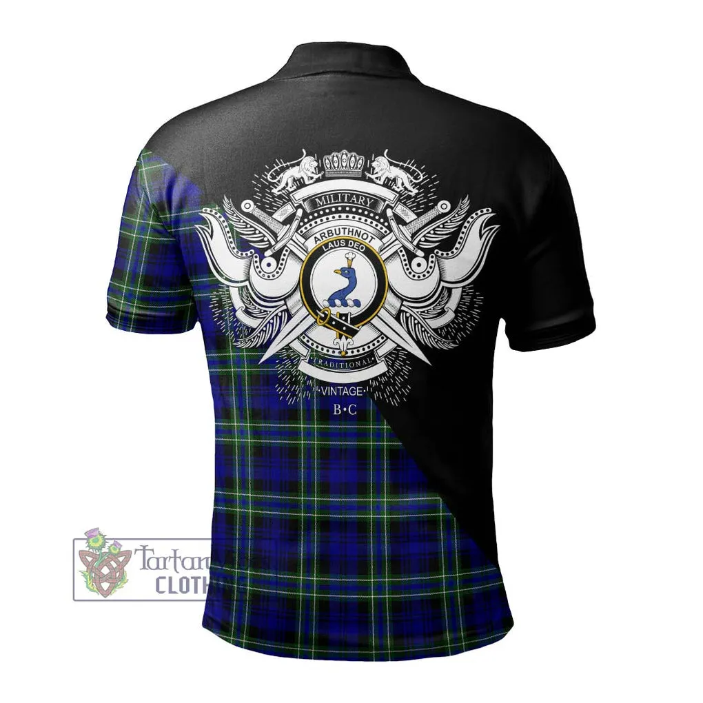 Arbuthnot Modern Tartan Polo Shirt with Family Crest and Military Logo Style