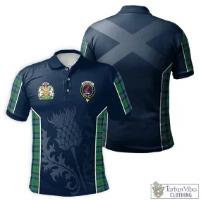 Armstrong Ancient Tartan Men's Polo Shirt with Family Crest and Scottish Thistle Vibes Sport Style