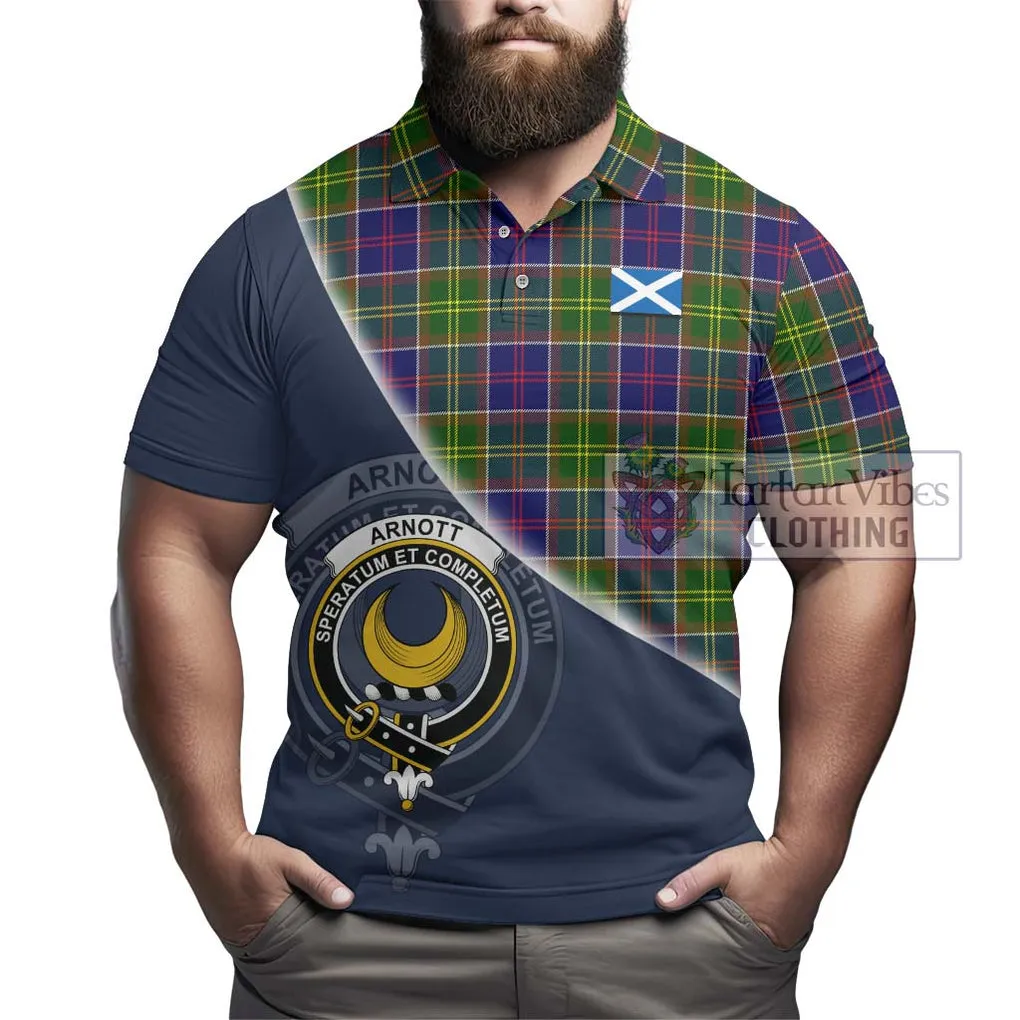 Arnott Tartan Polo Shirt with Personalised National Flag and Family Crest Half Style