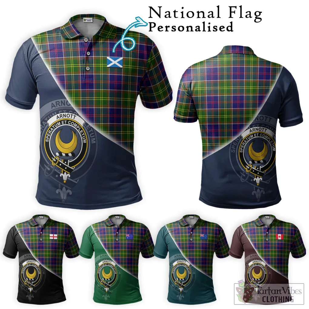 Arnott Tartan Polo Shirt with Personalised National Flag and Family Crest Half Style