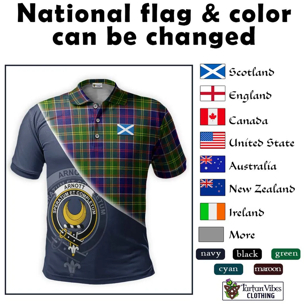 Arnott Tartan Polo Shirt with Personalised National Flag and Family Crest Half Style