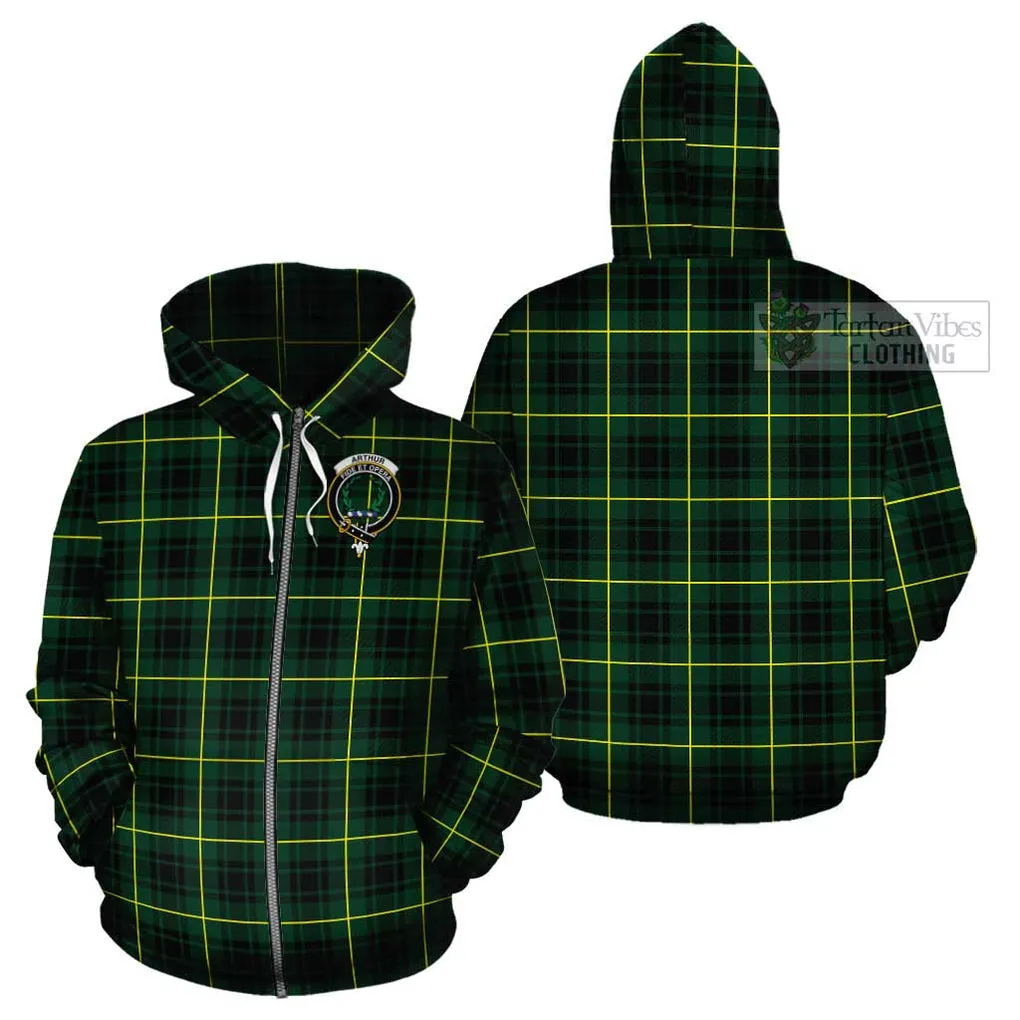 Arthur Modern Tartan Cotton Hoodie with Family Crest