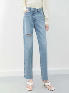 Asymmetric Ripped Jeans