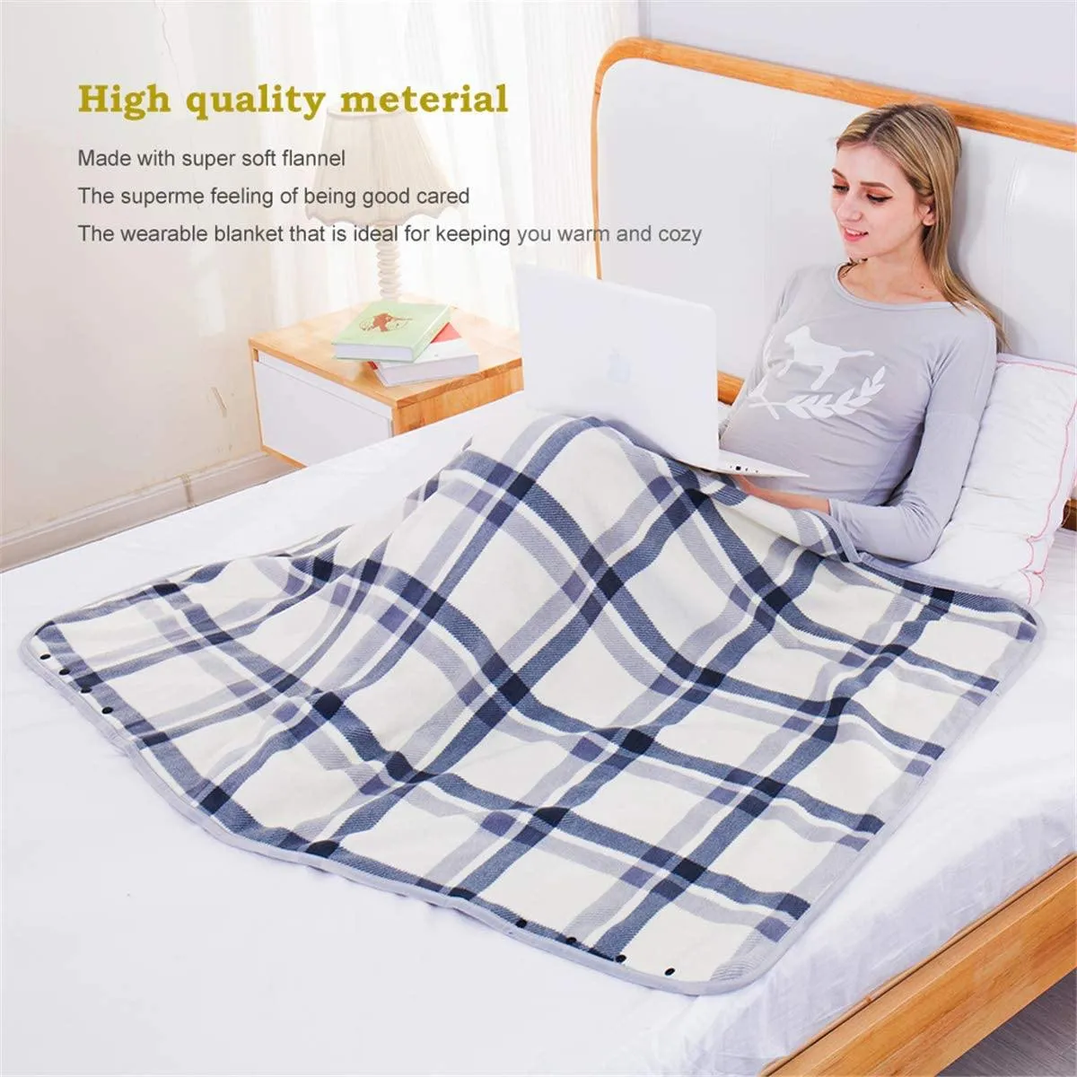 AWESLING Lightweight Warm Super Soft Sherpa Fleece Wearable Plush Throw Blanket (White)