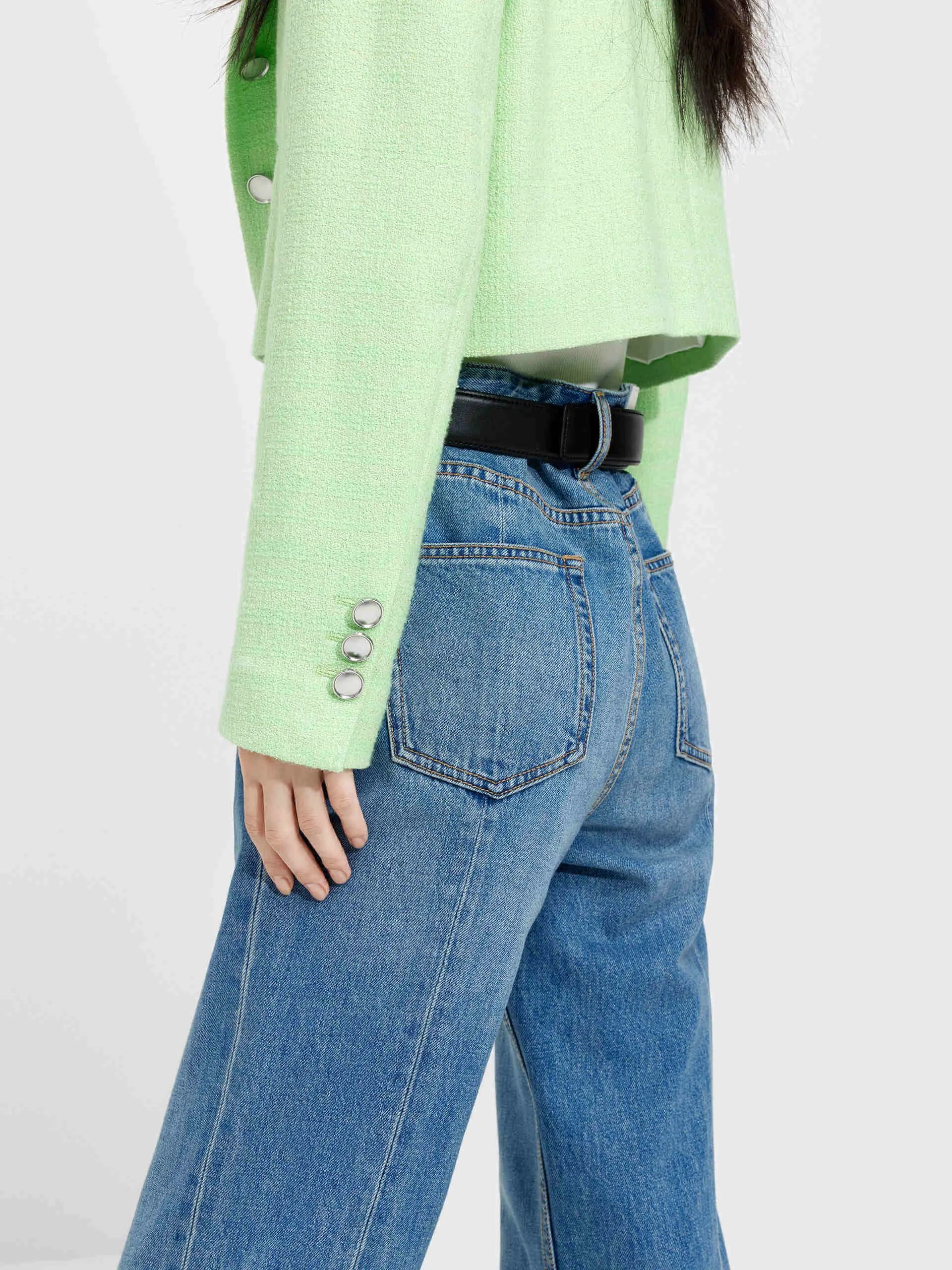 Back Slit Straight Jeans