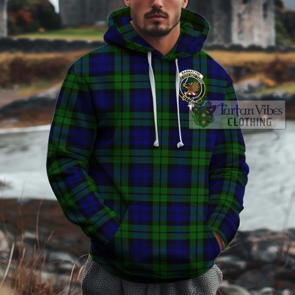 Bannatyne Tartan Cotton Hoodie with Family Crest