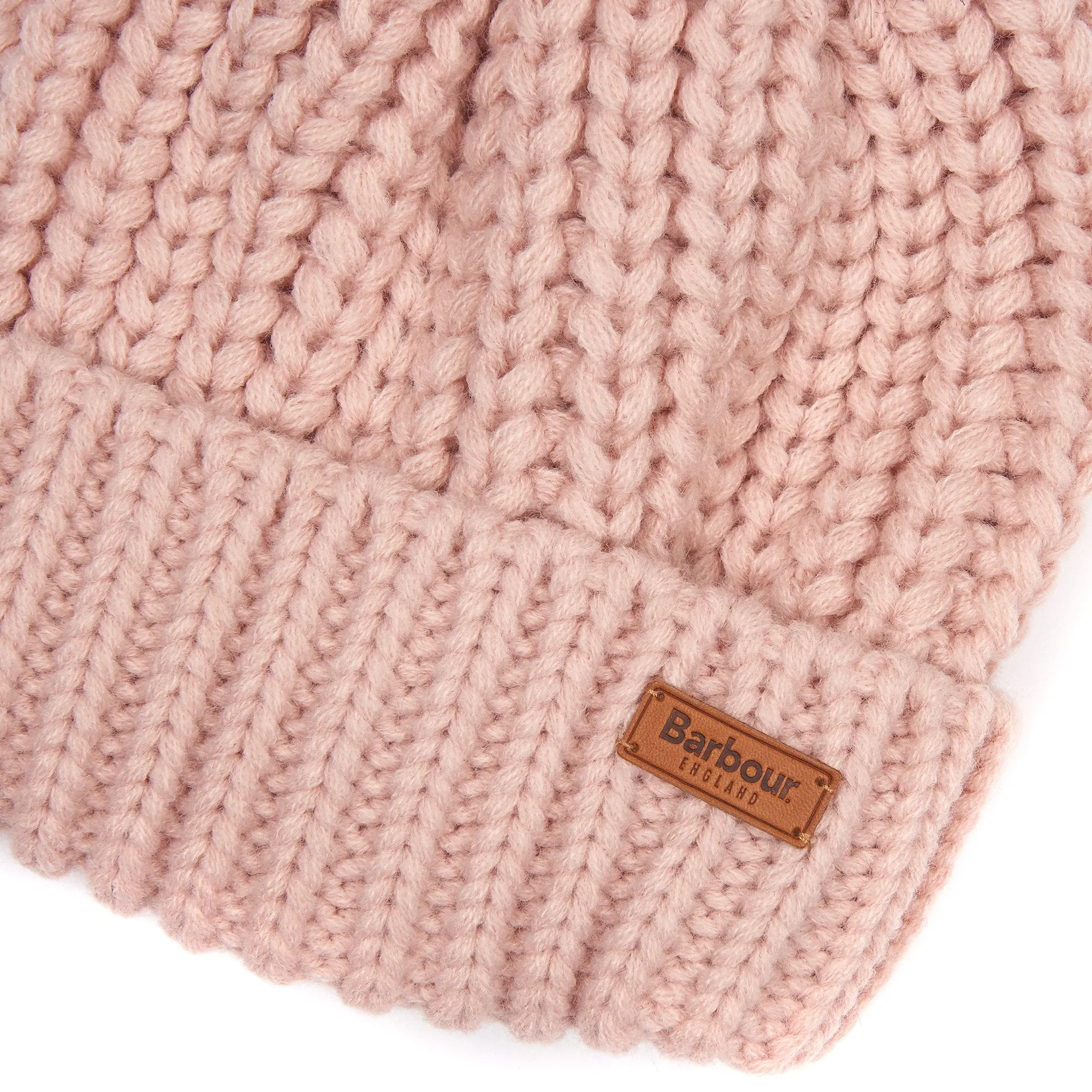 Barbour Ladies Saltburn Beanie Hat with Faux Fur Pom-Pom