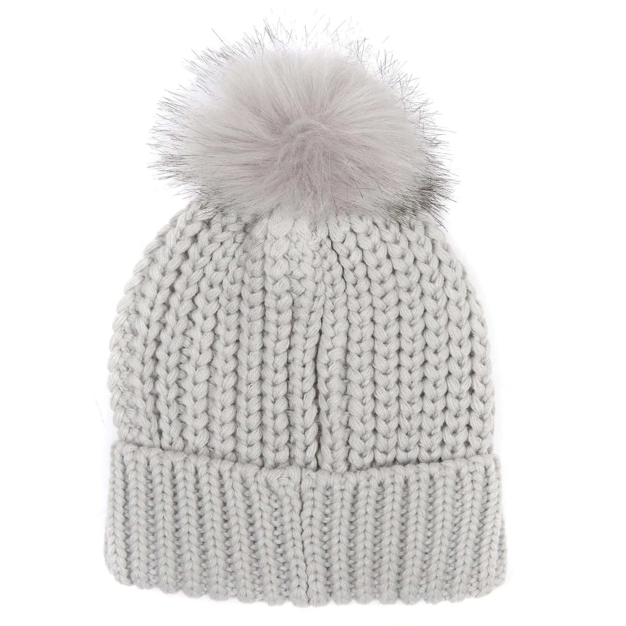 Barbour Ladies Saltburn Beanie Hat with Faux Fur Pom-Pom