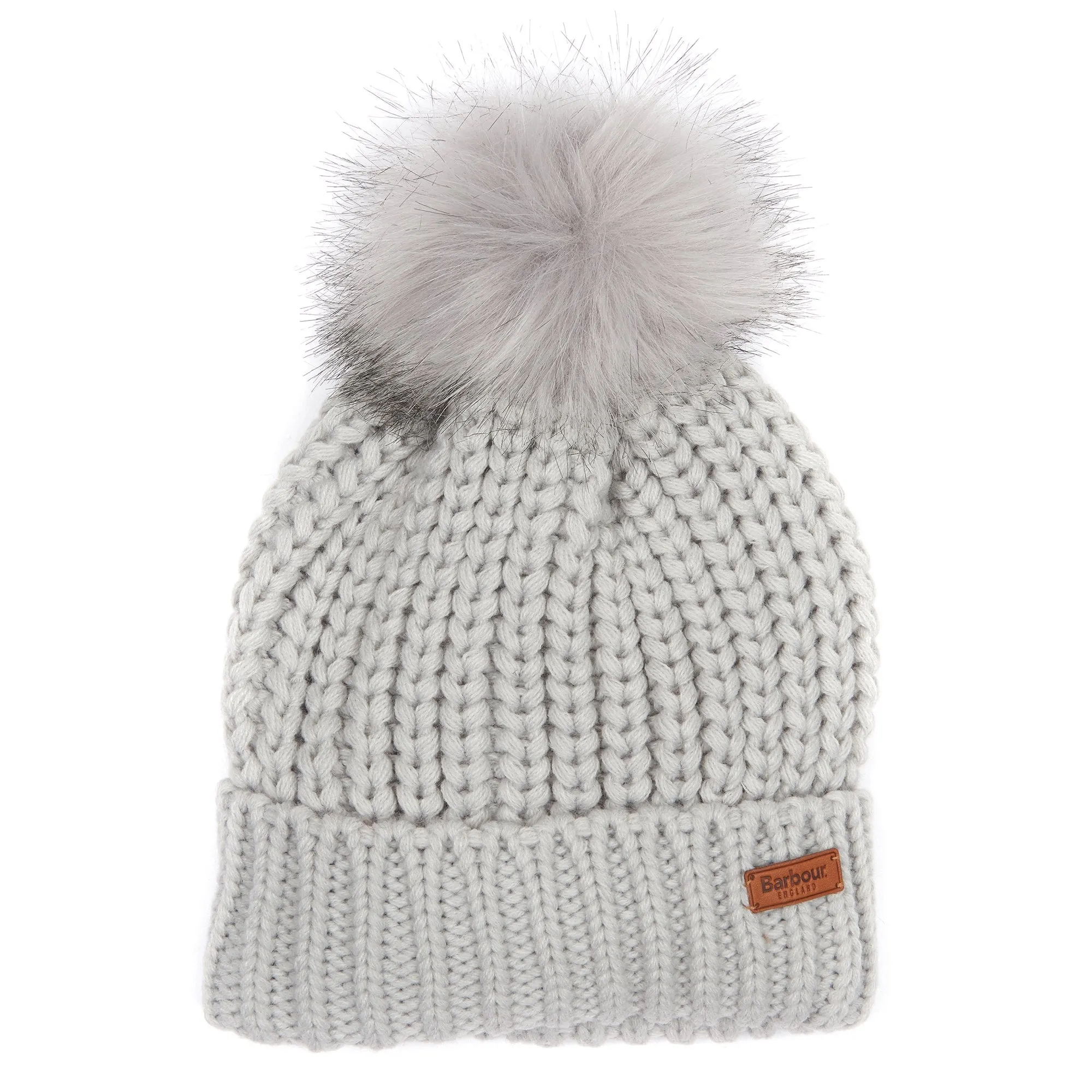 Barbour Ladies Saltburn Beanie Hat with Faux Fur Pom-Pom