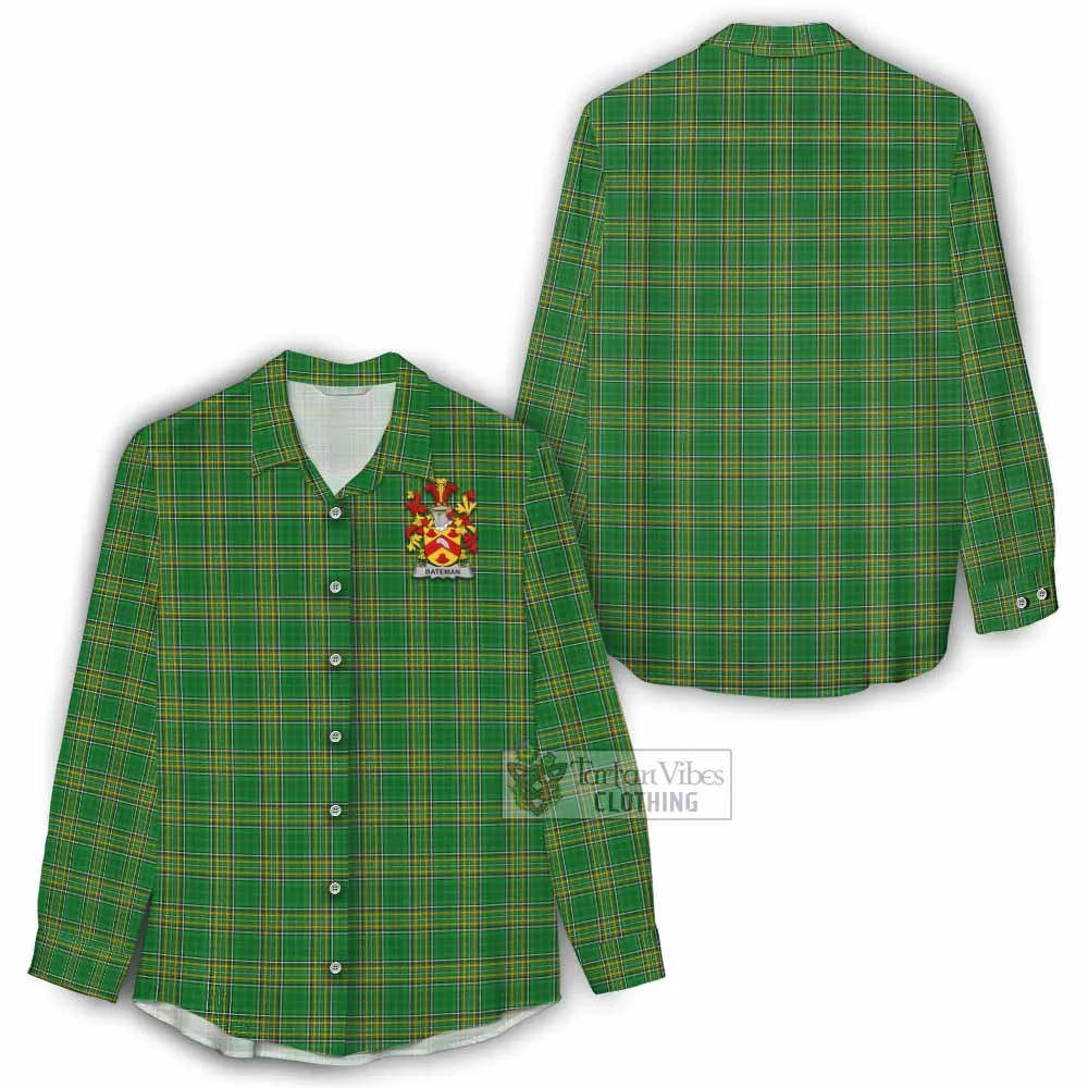 Bateman Irish Clan Tartan Women's Casual Shirt with Coat of Arms