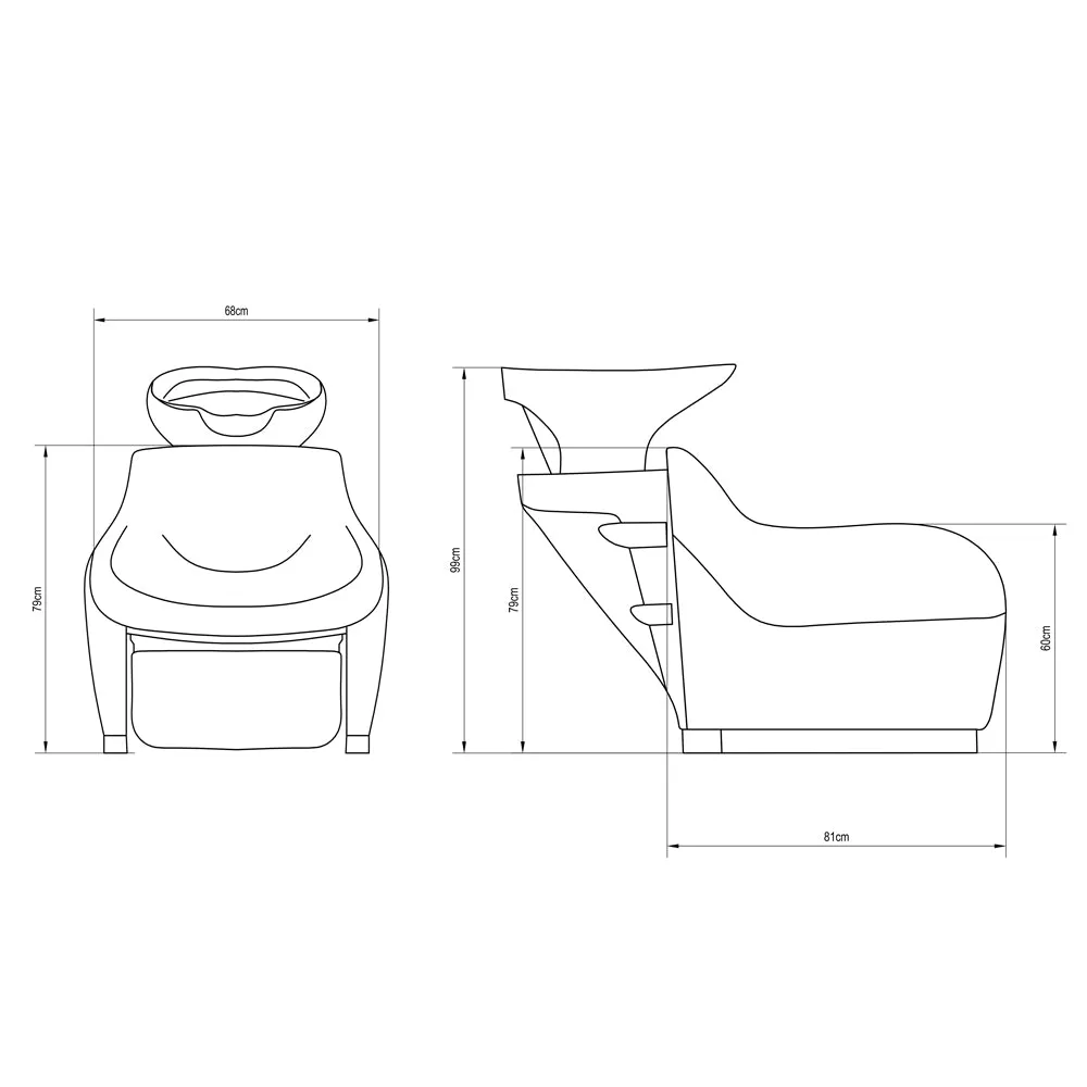 Beauty Salon Backwash Basin Chair -adjustable leg rest extension Solace